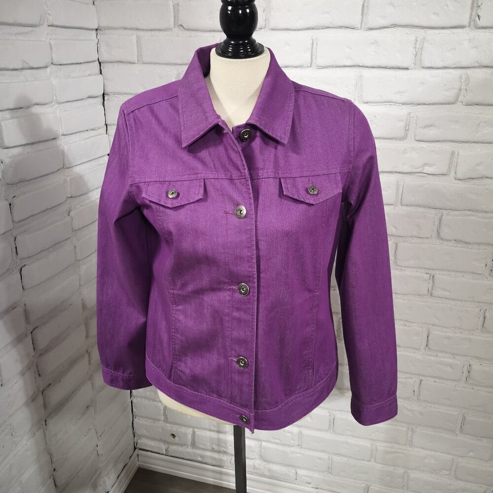 Northern Reflections Ladies Size Medium Purple Button Front & Cuffs Jean Jacket